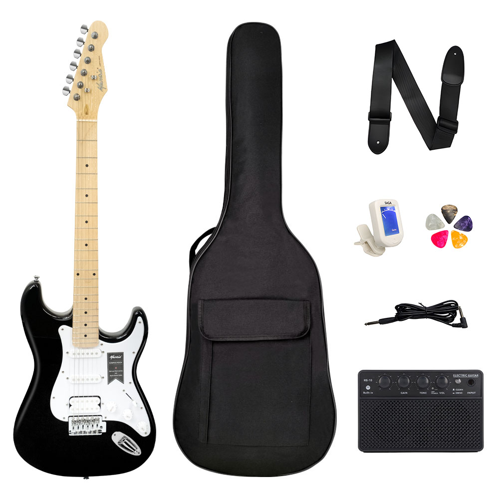 Mantic MST100-HBK Aksesuarlı ve Amfili Siyah Elektro Gitar Paketi